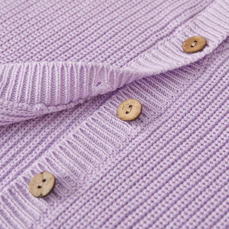 Suefunskry Baby Boys Girls Autumn Winter Knitted Sweater Long Sleeve Solid Color Single-breasted Knitwear Cardigan Jacket