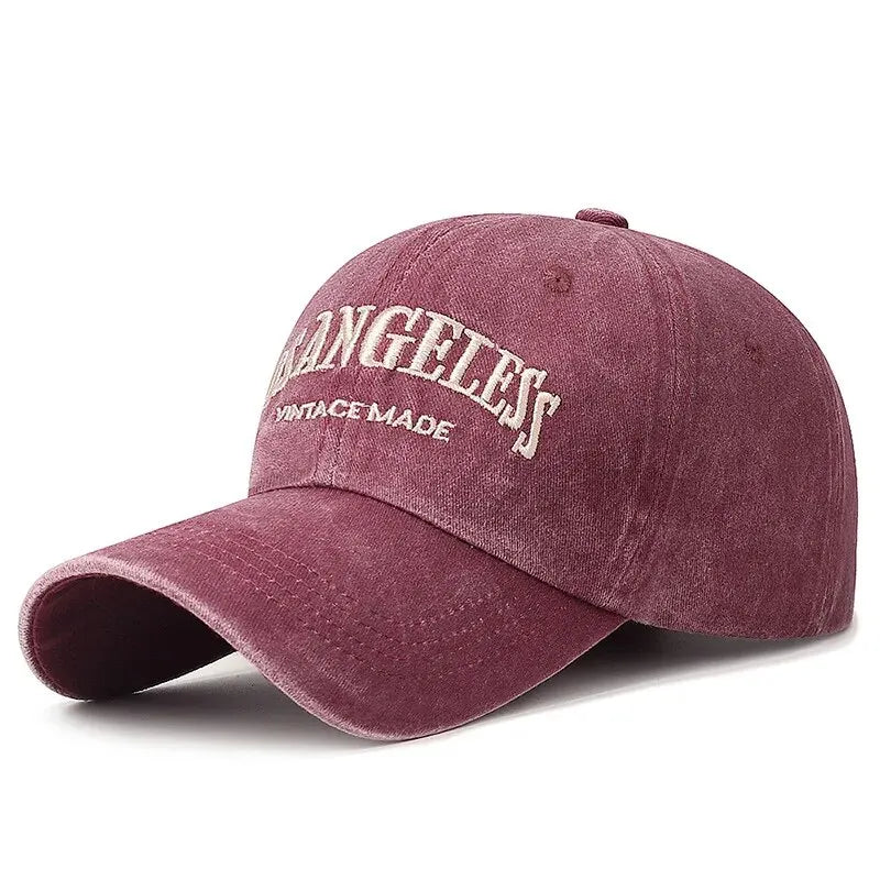 New Soft Top Washed Vintage Coated Cloth Cap Three-Dimensional Embroidery Sunhat Distressed White Casual Baseball Cap