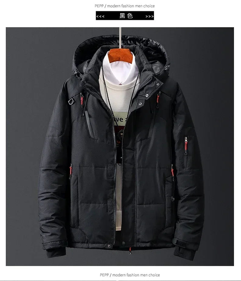 Men White Duck Down Parkas -20 Degree Winter Jacket Men's Thick Warm Snow Parkas Overcoat Windbreaker Hooded Parkas Coat Hombre