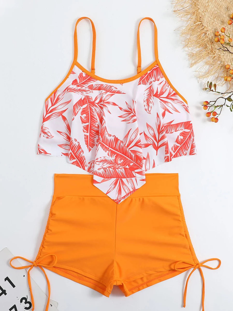 2025 Print Tankini Set 2 Piece Women Swimsuit Sexy High Waist Swimwear Female Bathers Bathing Swimming Suit Summer Beachwear