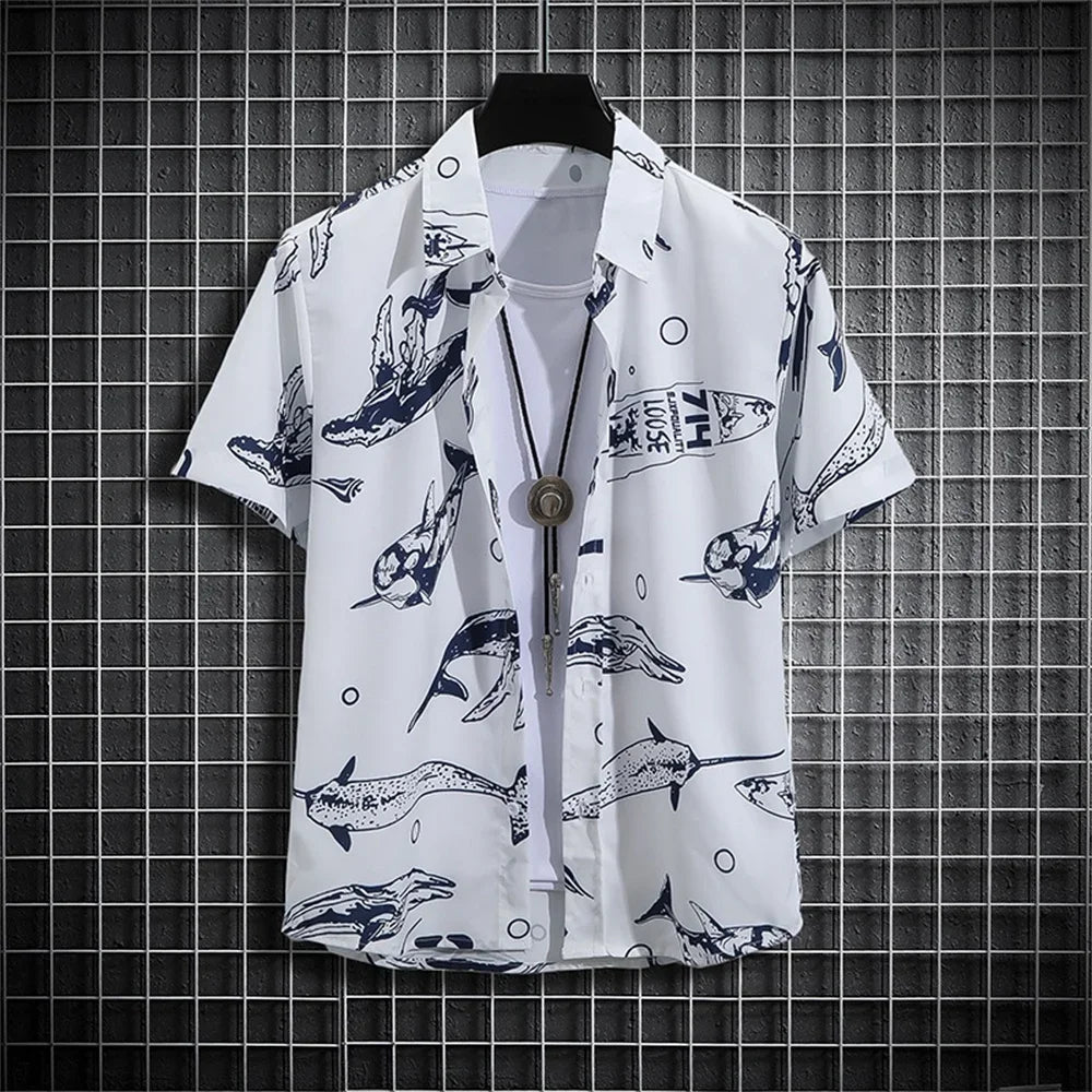 Stripe Men's Shirt Flower 2025 3d Print Shirt Casual Short-sleeved Tops Beach Party Shirts Man Hawaiian Shirt Male Clothes Loose