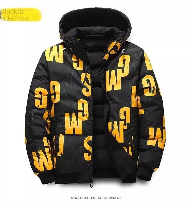 Men Autumn Winter Cotton Jacket Warm Comfortable Padded Thickened Down Jacket 2025 New Double-Sided Clothes Removable Cap M-6XL
