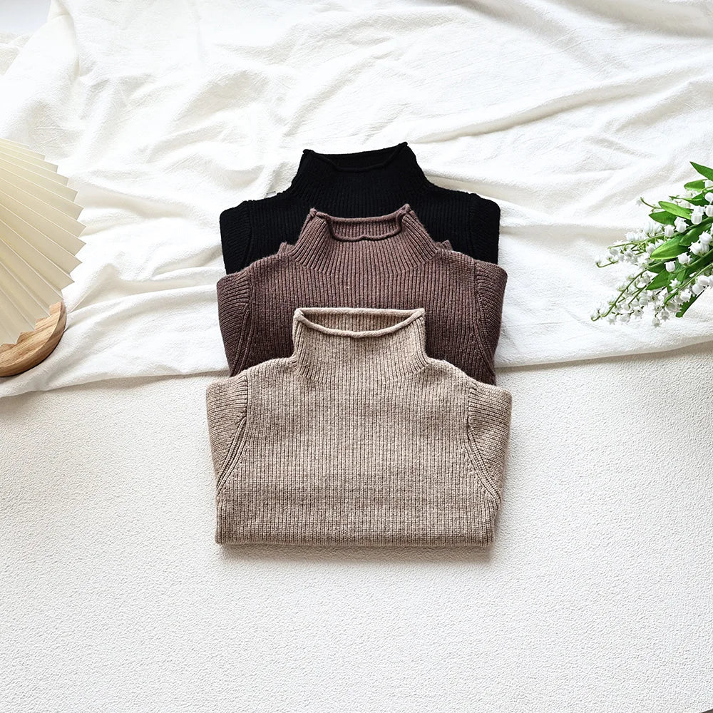 MILANCEL Autumn New Kids Sweaters Turtleneck Boys Pullover Boys Knitwear Girls Base Sweater