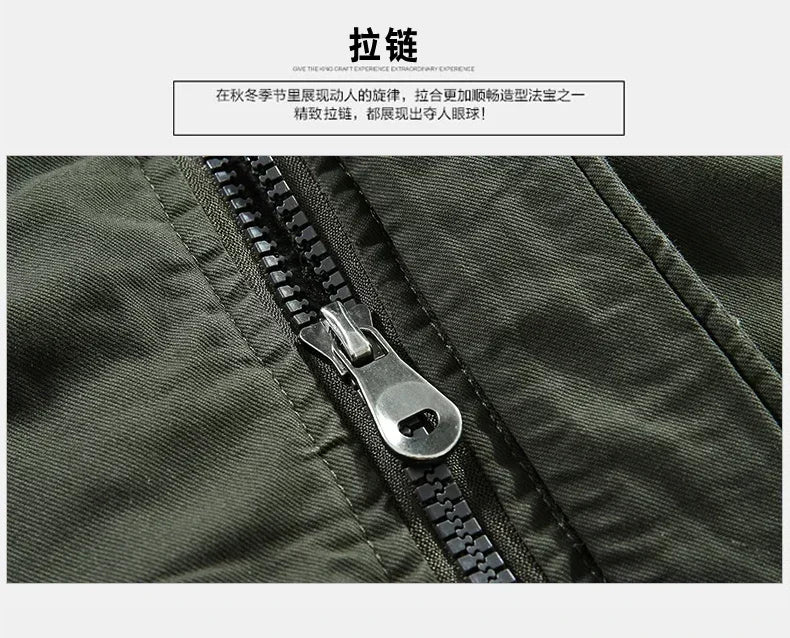 Parkas Coat Military Windproof Hooded Jackets Man Washed Cotton Thick Fleece Casual New  Winter Warm Varsity Jacket Men