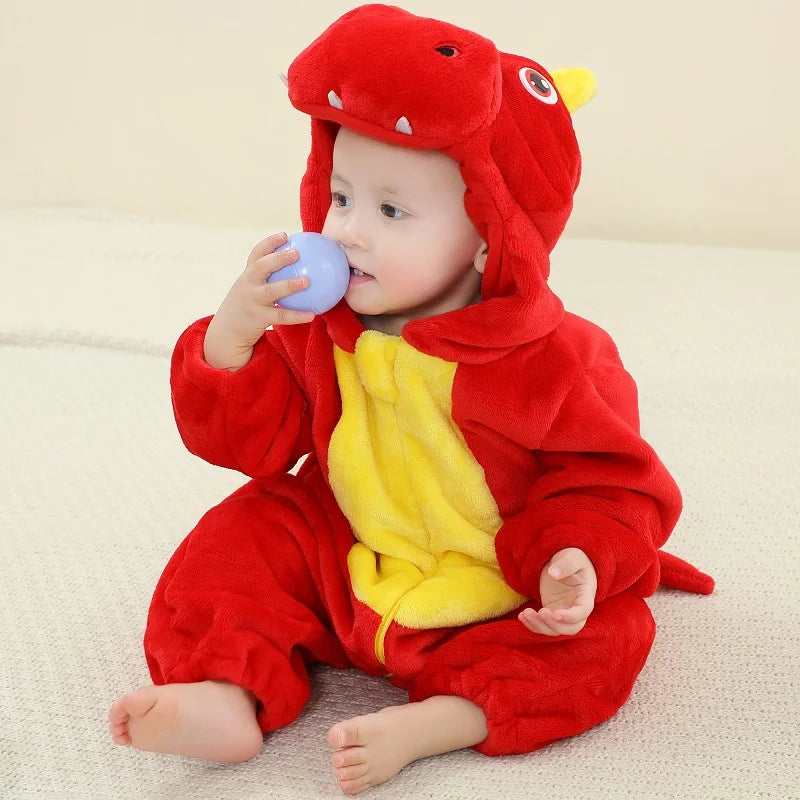 MICHLEY NEW Halloween Blue Dragon Baby Rompers Winter Costume Clothes Cartoon Jumpsuit Bodysuits Overall For Girl Boy Bebe 2-36M