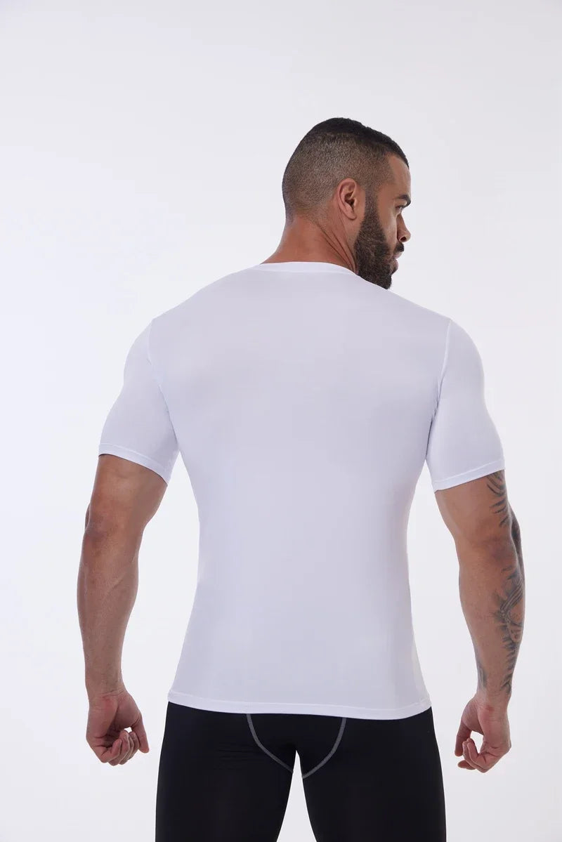 Compression Shirt Men Fitness Gym Body Shaper Sport Running Short Sleeve T-Shirt Rashgard Tops Tee Quick Dry Tops Male Shapewear