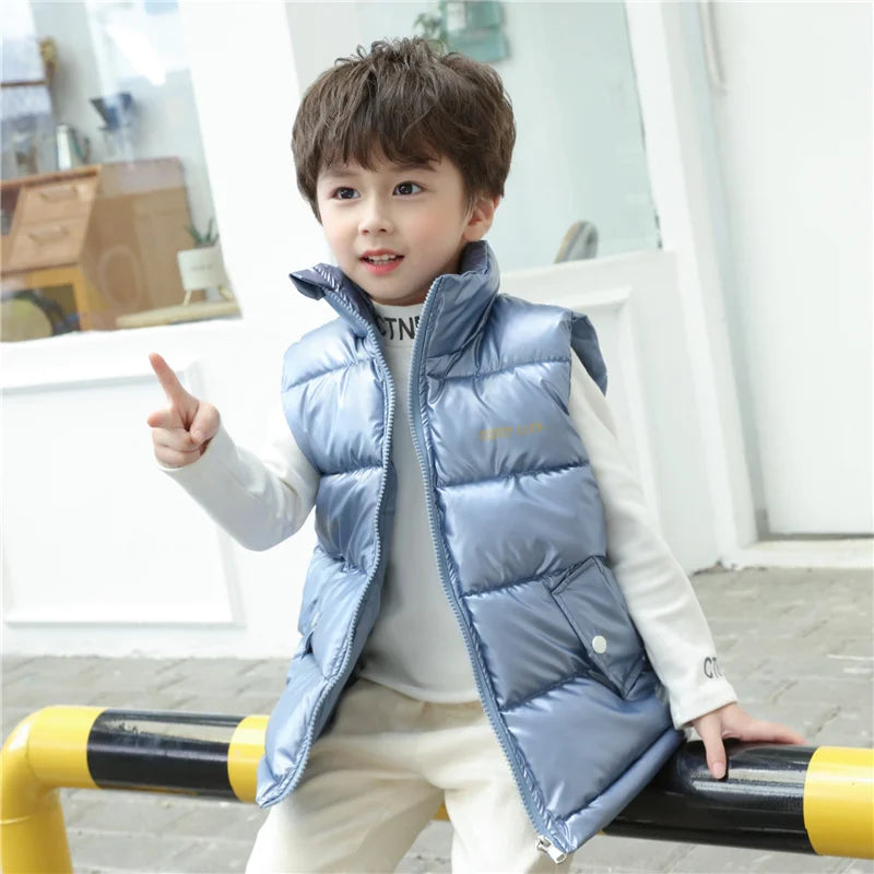 2023 Autumn Children Warm Thicken Vest Baby Cotton Waistcoat Kids Outerwear Coat Children Clothing Boys Girls Brand Jackets Vest