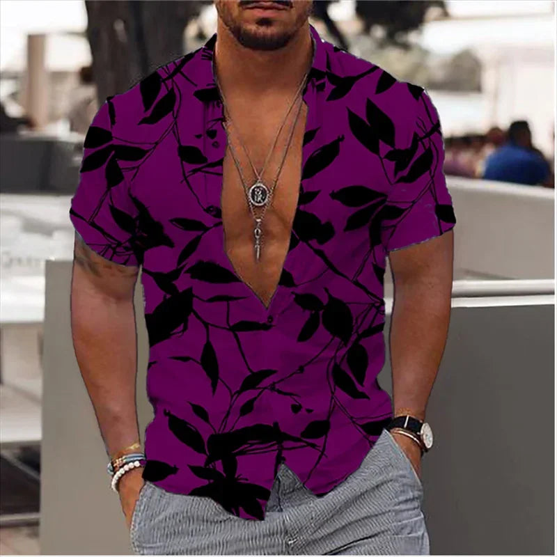 Men's shirt Summer beach shirt black and white short-sleeved polka dot lapel holiday wear fashion casual comfortable clothing to
