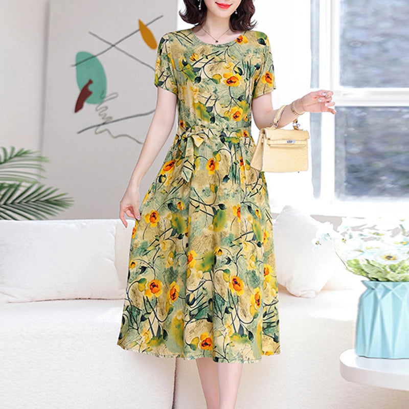 New Fashion Women Summer Dresses Hot Stylish O-Neck Print Floral Bohemian style Casual Loose sleeveless print Long Dress