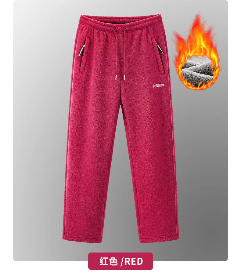 Winter Fleece Ski Pants Men's High Quality Extreme Cold Wool Thick Warm Trousers Women New 2025 Outdoor Camping Work Sweatpants