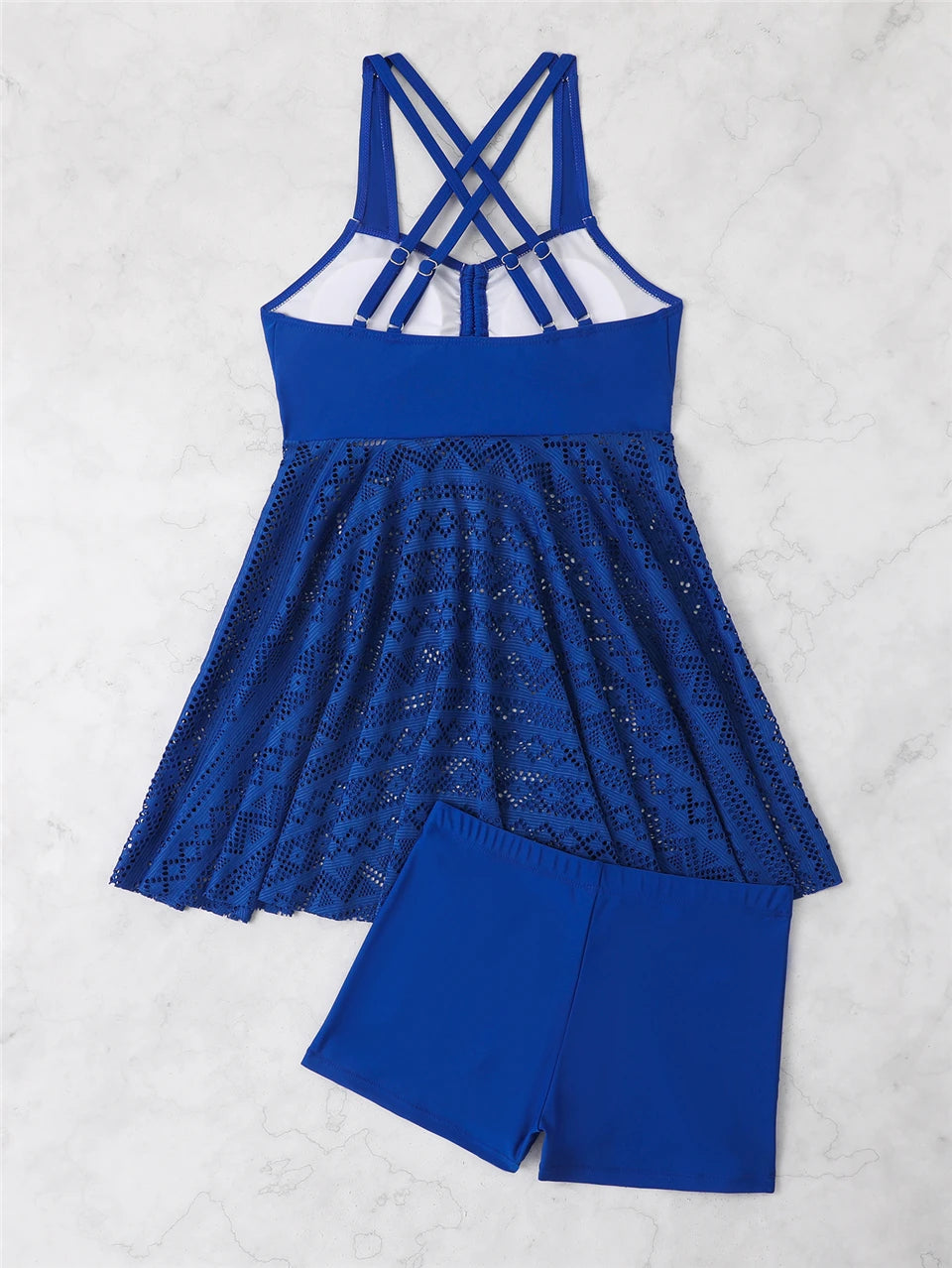 2 Pieces Front Drawstring Swimwear 2024 Women Hollow Out Swimsuit Beach Skirt Solid Tankini Female Bathers Swimming Beach Wear