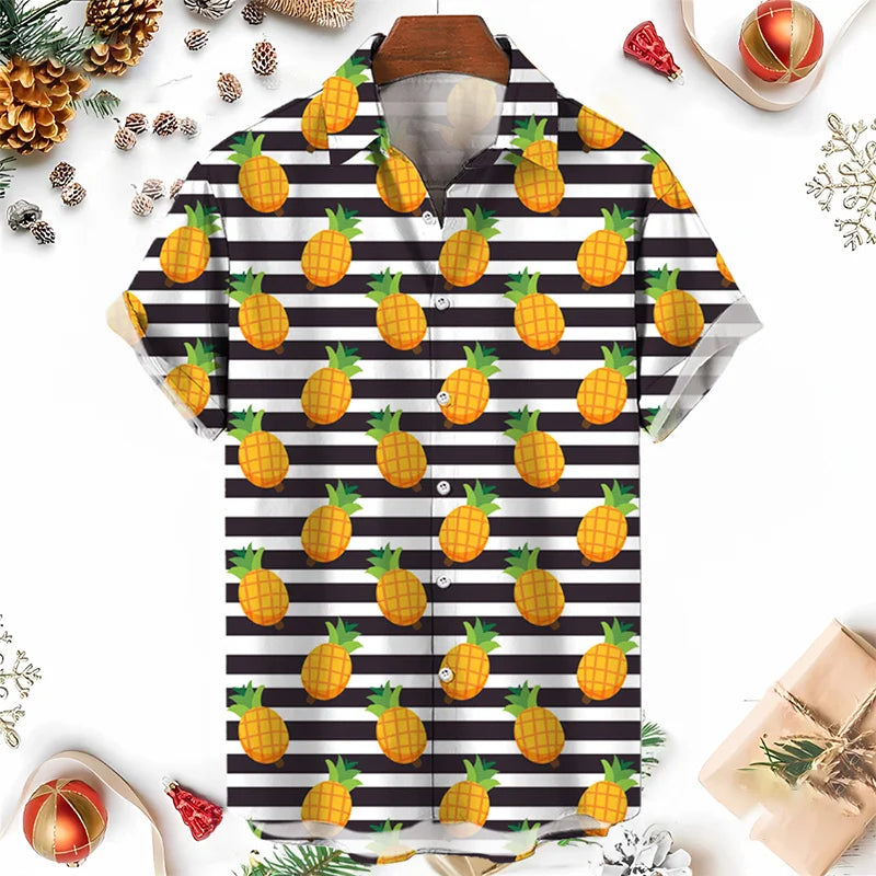Men's Shirts 3D Fruit Pineapple Printed Shirts For Women New Summer Funny Streetwear Short Shirts Y2k  Mens Hawaiian Clothing