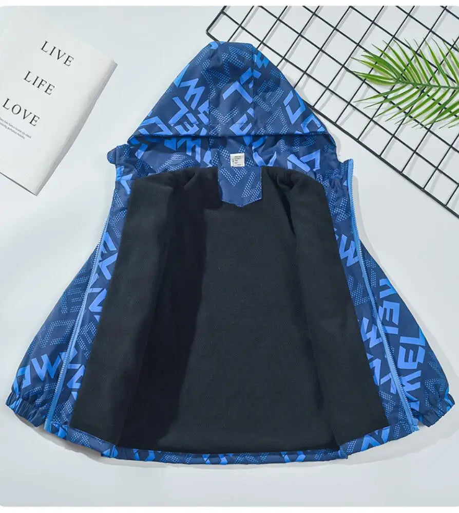 Boys Fashion Outdoor Jacket Thick Winter Waterproof Jackets For Kids Warm Clothes Autumn Boy's Windbreaker Hooded Coat
