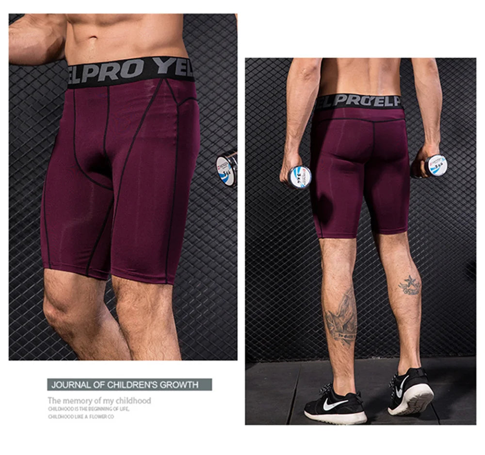 Men Fitness Compression Shorts Running Training Sport Shorts Tight Breathable Quick-drying Stretch Shorts Letter Belt Gym Shorts