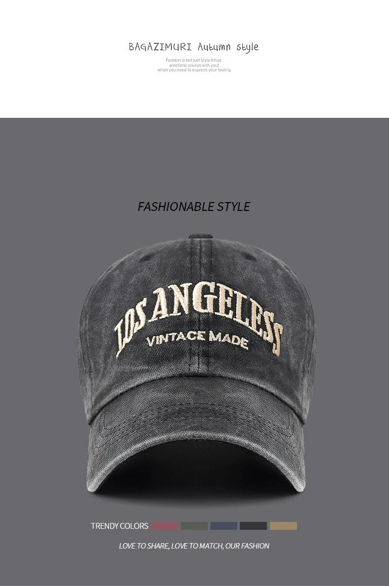 New Soft Top Washed Vintage Coated Cloth Cap Three-Dimensional Embroidery Sunhat Distressed White Casual Baseball Cap