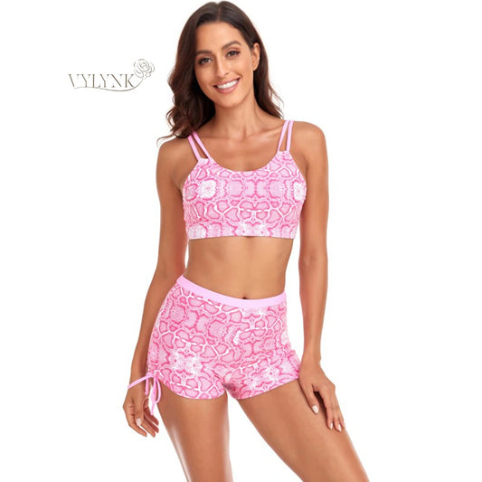 VYLYNK Women Tankini Set Sweet and Chic Printed Two-Piece Bikini Swimsuit for Summer Stylish Ladies Swimwear in Set of 2 Pieces