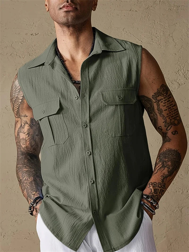 Men's Quick Dry Sleeveless Shirt 3D Printed Party Button Street Entertainment Beach Holiday Fashion Trend Summer New