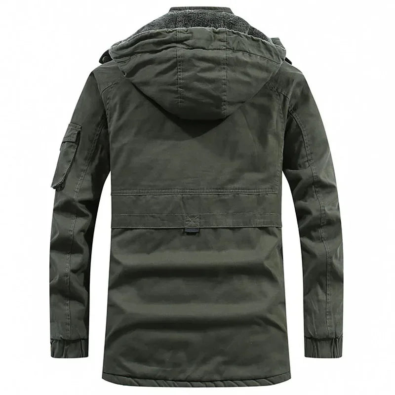 Parkas Coat Military Windproof Hooded Jackets Man Washed Cotton Thick Fleece Casual New  Winter Warm Varsity Jacket Men