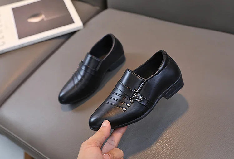 Children's Leather Shoes for Boys Toddler Kids Party Wedding Formal Performance Shoes School All-match Black White Loafers Shoes