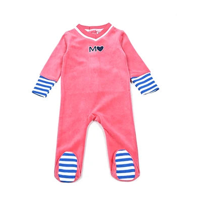 Children's pajamas family matching blue and pink set girls dress baby boy and girls romper autumn winter clothes stripes trims