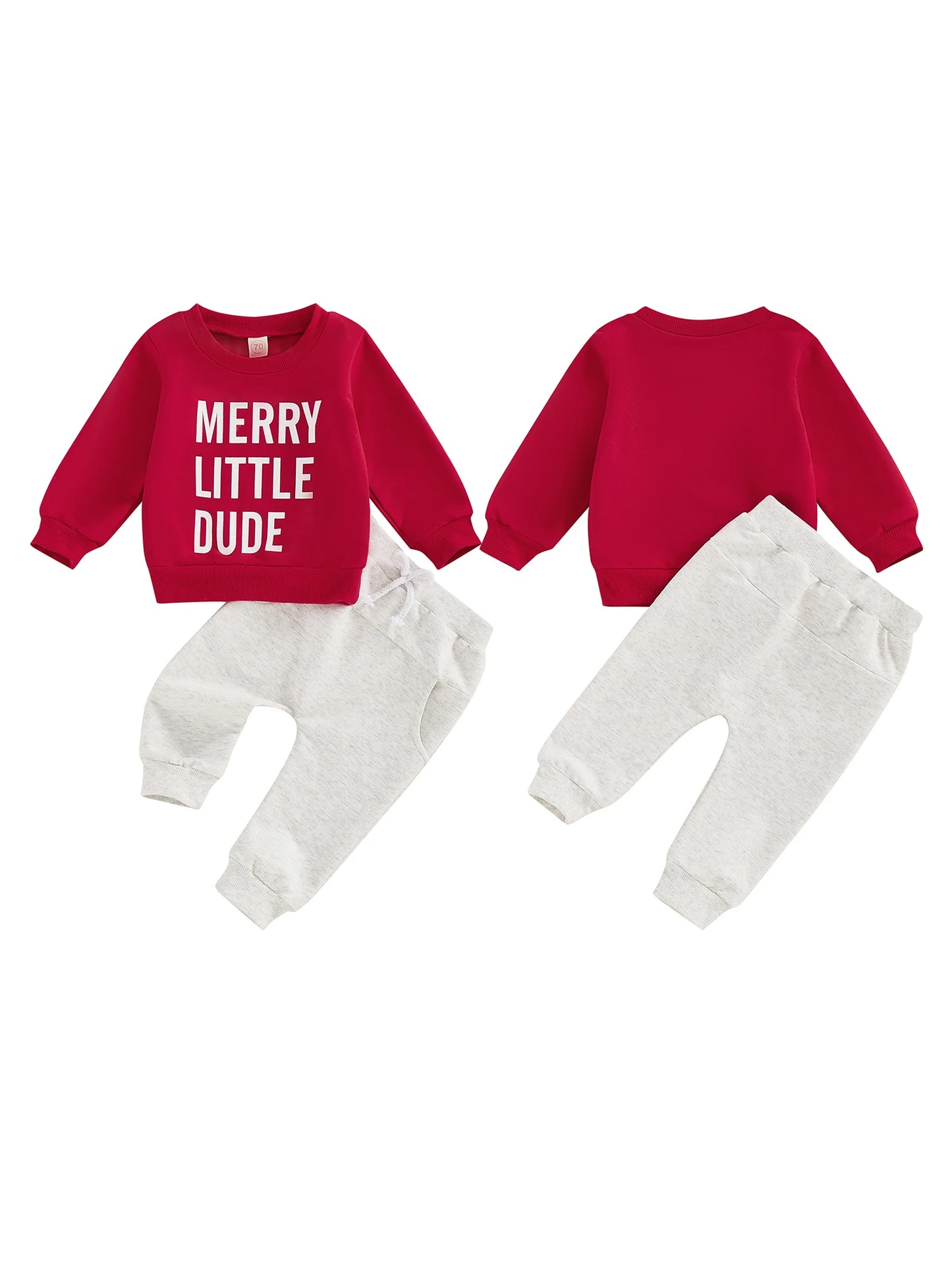Kids Christmas Outfit Set Long Sleeve Letter Print Sweatshirt and Drawstring Pants Set for Boys