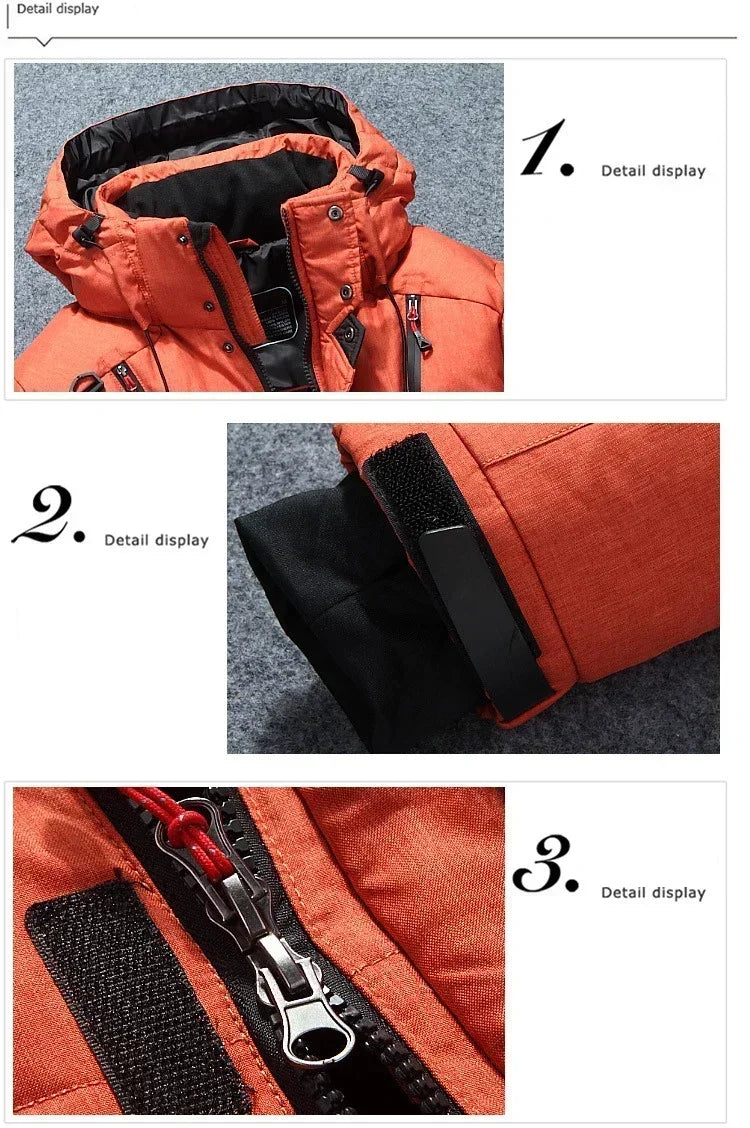 Men White Duck Down Parkas -20 Degree Winter Jacket Men's Thick Warm Snow Parkas Overcoat Windbreaker Hooded Parkas Coat Hombre