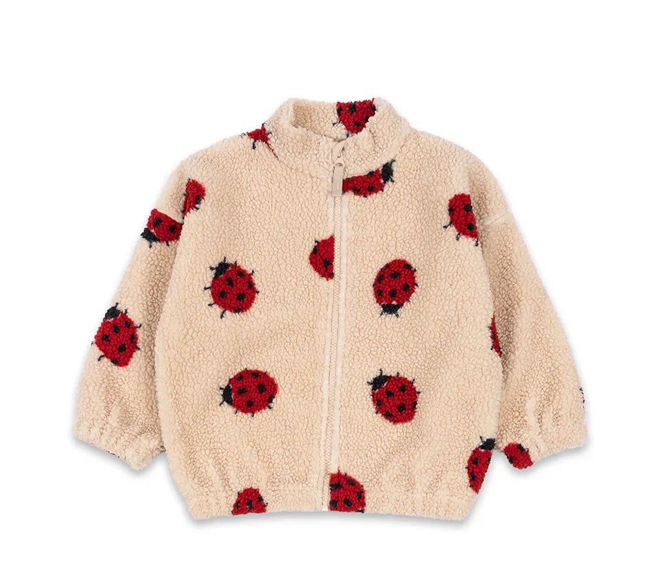 2025 KS Brand Winter Baby Girls Lambswool Jackets Kids Clothes Girls Cartoon Kitten Swan Beetle Outerwear Boys Striped Coat 1-9Y