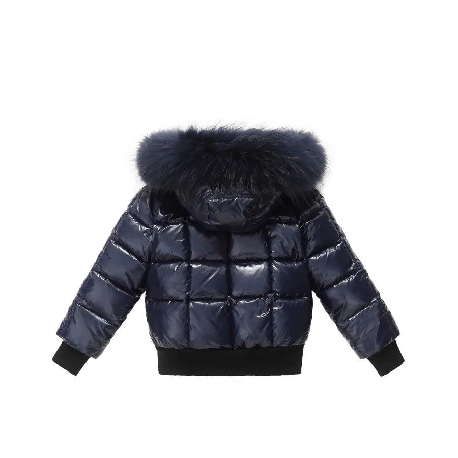 AP 2025 winter children coats waterproof shine fabric and filling  white duck down girls boys outerwear