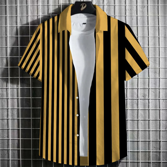 Stripe Men's Shirt Flower 2025 3d Print Shirt Casual Short-sleeved Tops Beach Party Shirts Man Hawaiian Shirt Male Clothes Loose