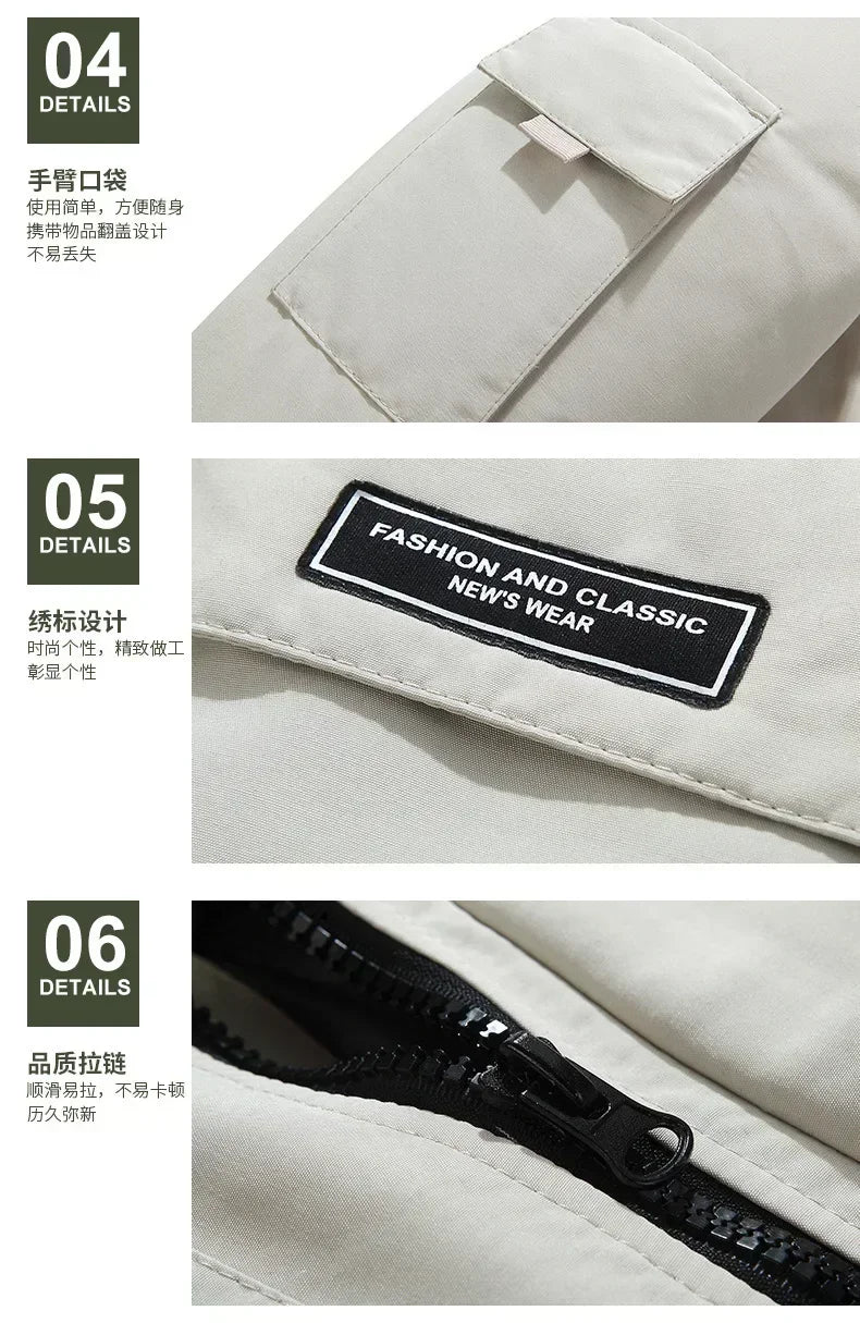 Fleece Winter Fur Hooded Parkas Men Duck Down Snow Jacket Windproof Coats Thickened -30 Degree Keep Warm Outdoor Outerwear