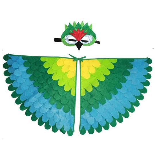 Kids Cosplay Costume Stage Performance Owl Peacock Wings Bird Felt Cape with Mask for Girls Boys Halloween Party Cloak