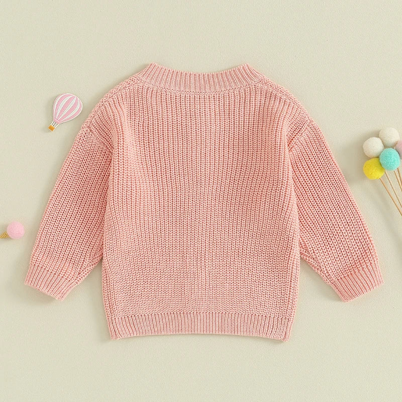 Suefunskry Baby Boys Girls Autumn Winter Knitted Sweater Long Sleeve Solid Color Single-breasted Knitwear Cardigan Jacket