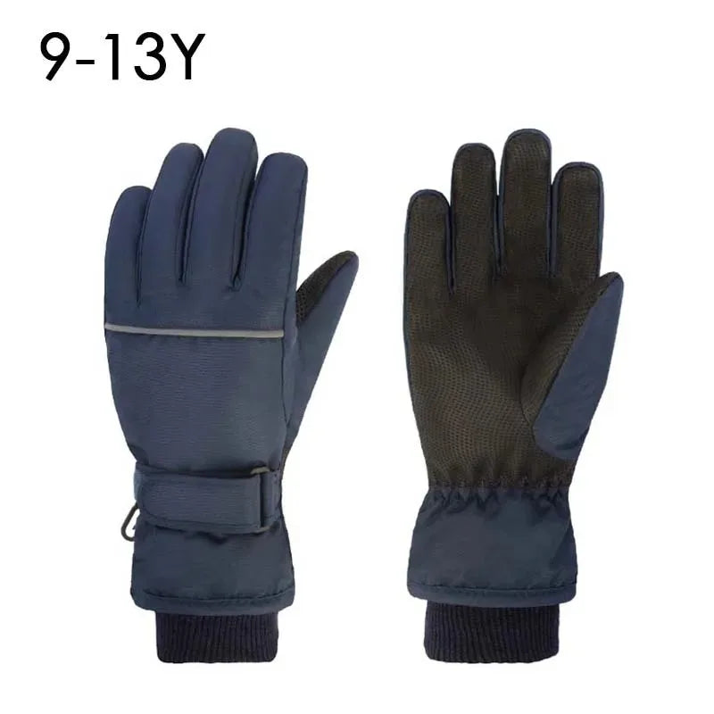 Waterproof Ski Gloves for Adult Kids Thick Children Snowboard Gloves Outdoor Fleece Lining Family Winter Gloves for Boys Girls