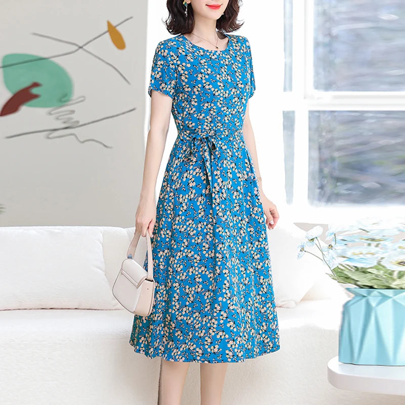 New Fashion Women Summer Dresses Hot Stylish O-Neck Print Floral Bohemian style Casual Loose sleeveless print Long Dress