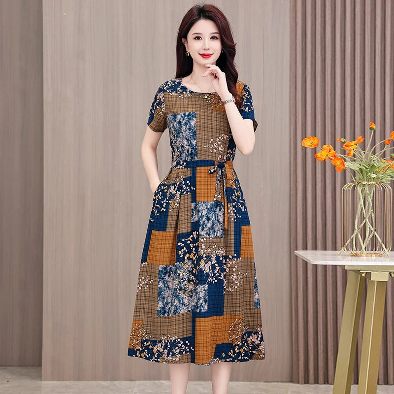New Fashion Women Summer Dresses Hot Stylish O-Neck Print Floral Bohemian style Casual Loose sleeveless print Long Dress
