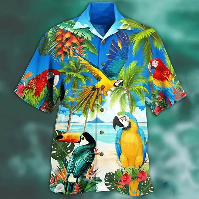 2026 Summer Loose Breathable 3D Print Trendy Cool Fashion Hawaiian Shirts Beach Party Tops Short Sleeves Summer Men's Shirts 5XL