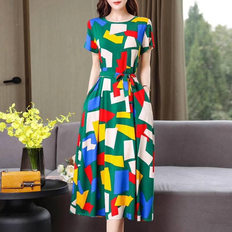 New Fashion Women Summer Dresses Hot Stylish O-Neck Print Floral Bohemian style Casual Loose sleeveless print Long Dress