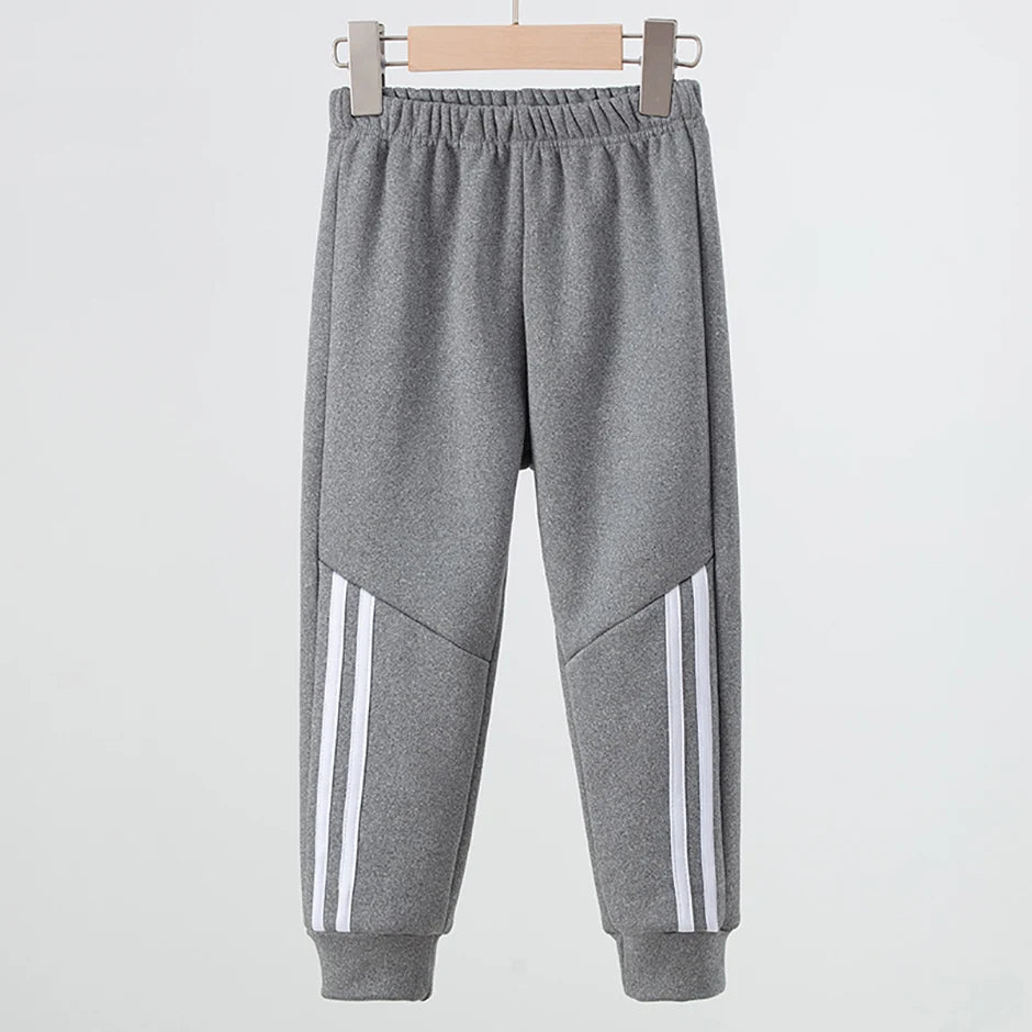 3/1 Piece Winter Children Plus Velvet Fashion Sweatpants Boys Casual Minimalist Pants Girls Joker Warm School Uniform Pants