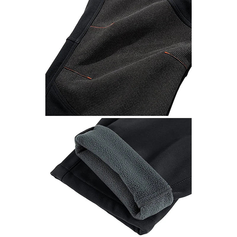 MAGCOMSEN Fleece Pants Men's Snow Ski Pants Windproof Shell Hiking Pants with 4 Zipper Pockets Winter Waterproof Trousers