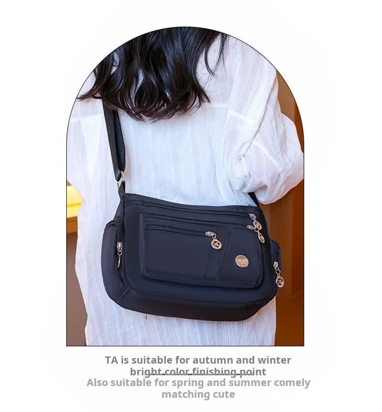 Bag Women's Large Capacity Shoulder Bag Waterproof and Wear Resistant Multi Pocket Commuter Leisure Outdoor Crossbody Bag