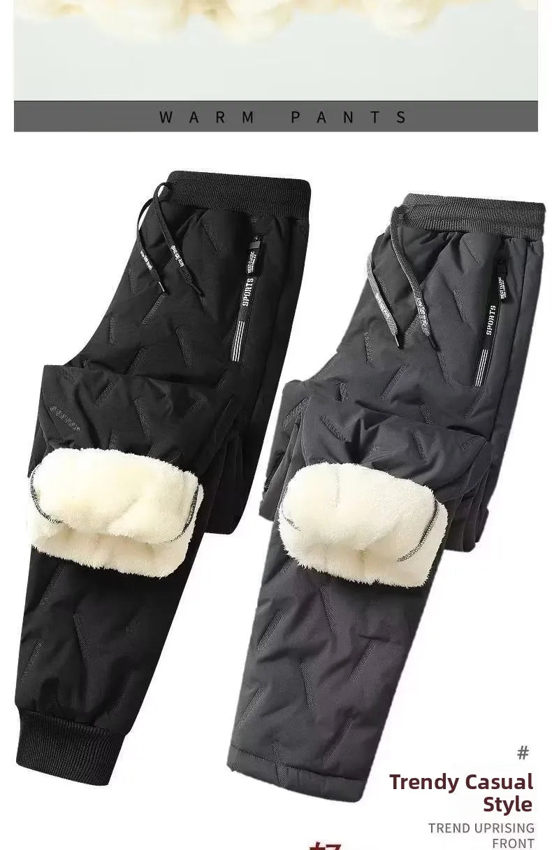 Lamb Velvet Winter Thiened Fce Lined Men's Snow Pants Outerwear Windproof Warm down Cotton Trousers Youth Faion