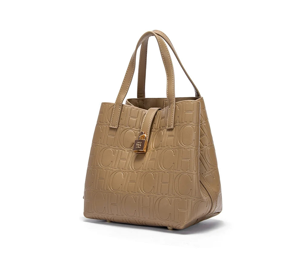 CHCH Women's Tote Bag New Steel Embossed Handheld Bun Mother Shopping Bag
