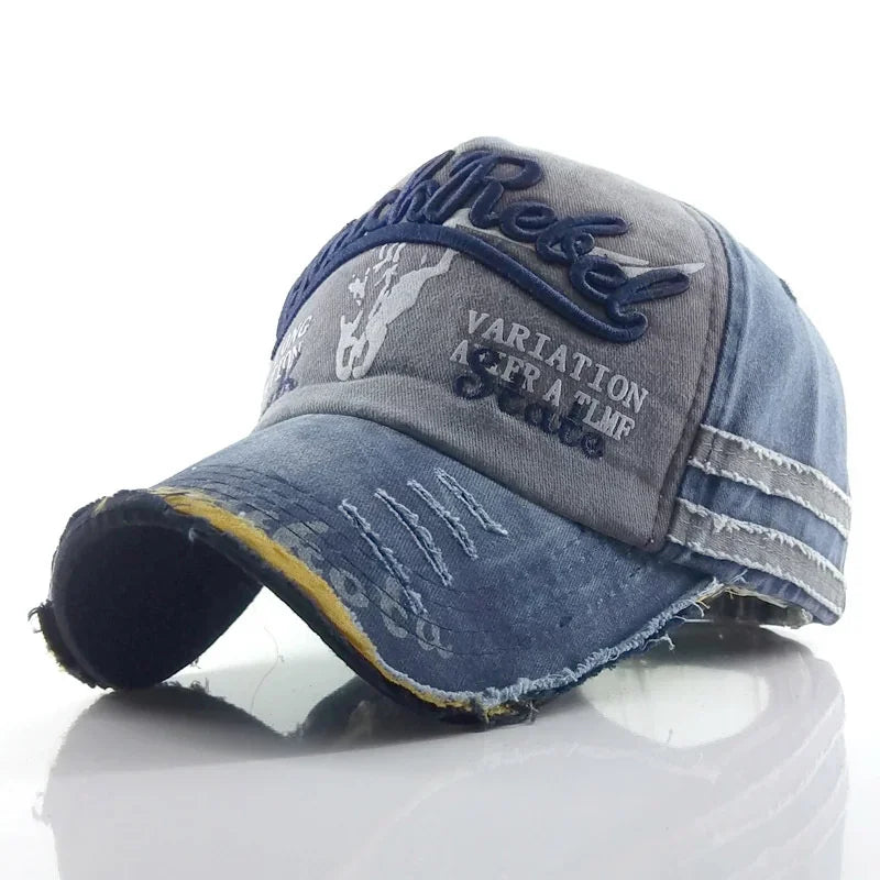 Practical Men Baseball Cap Women Retro Canvas Denim Letters Patchwork Vintage Unisex Snapback Hat Autumn Hip Hop Hats Summer