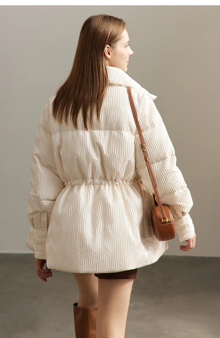 AMII Minimalist Duck Down Puffer Coat Women Winter 2025 Lightweight Stand Collar Lapel Warm Outerwear New Jackets 12344052