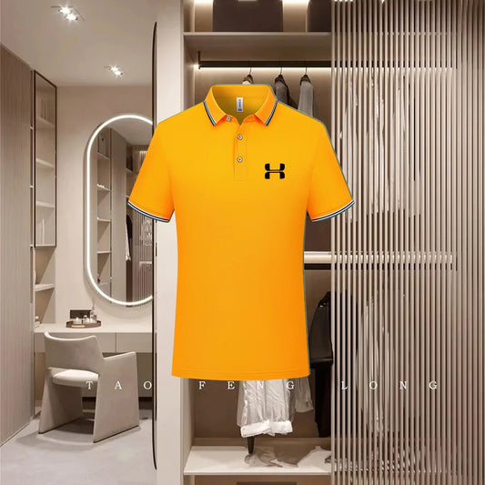 Golf Fashion Colorful Solid Color Collar Knitted Shirt Men's and Women's Casual 2026 Summer Short sleeved Top T-shirt