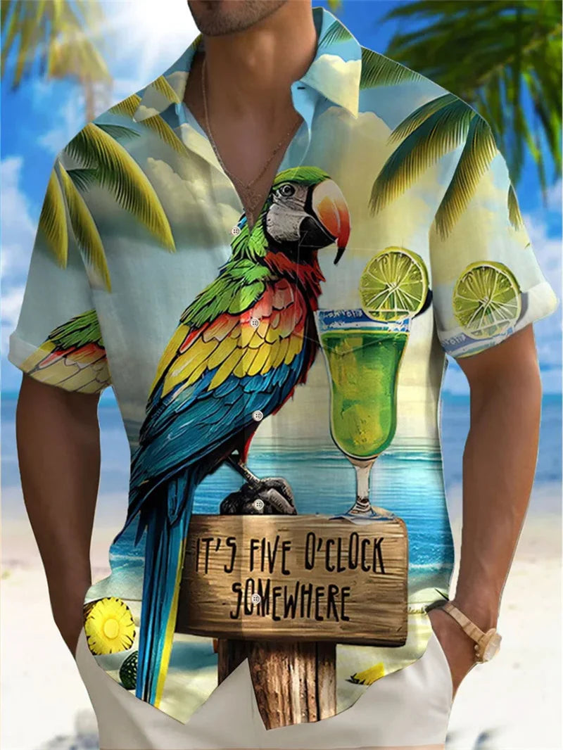 Men's Hawaiian shirt 3D skull print men's shirt summer street shirt short sleeved loose top