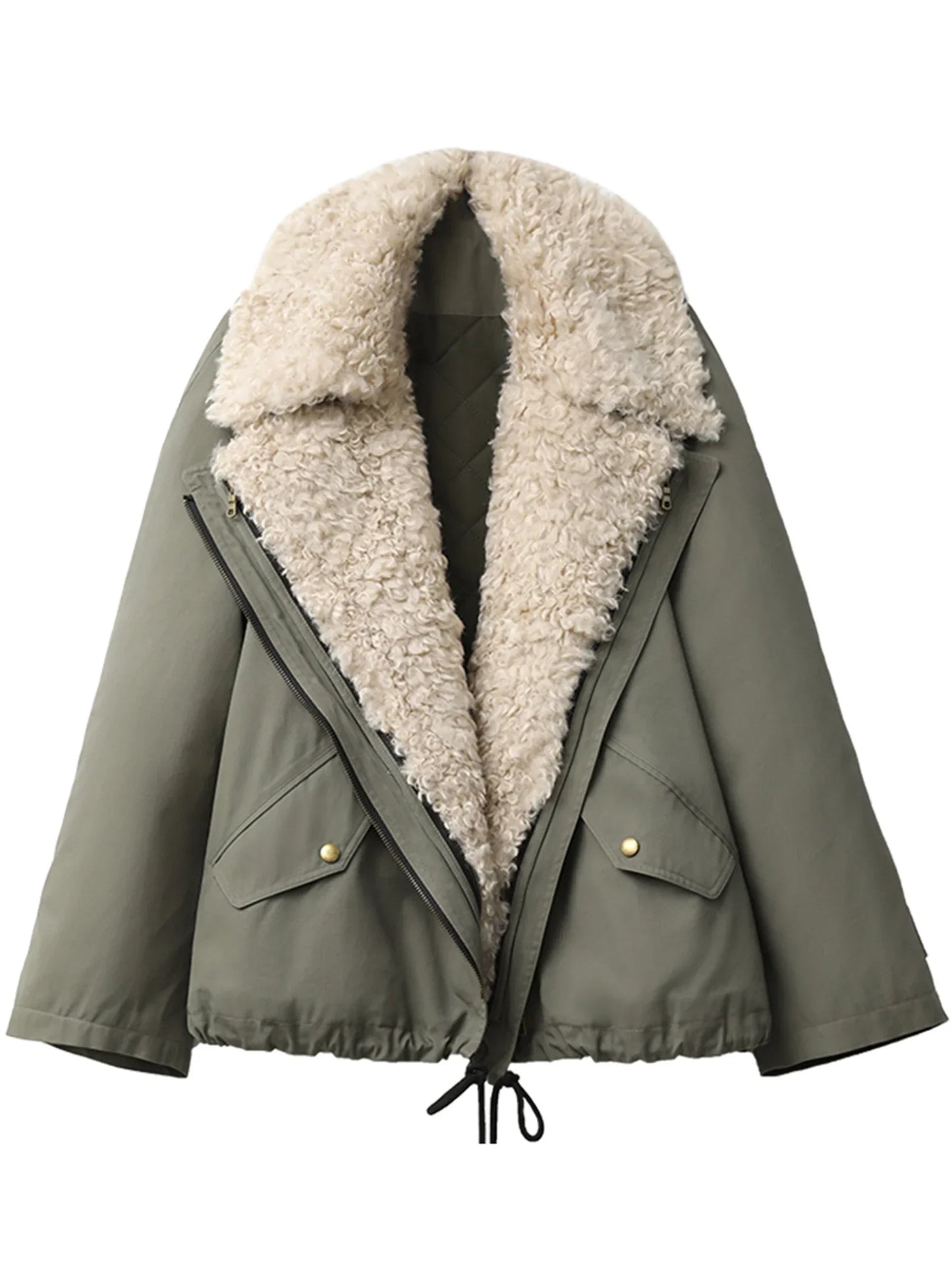 CHIC VEN Women Coats Streetwear Loose Casual New Retro Motorcycle Cotton Jacket Thick Warm Female Overcoat Autumn Winter 2024