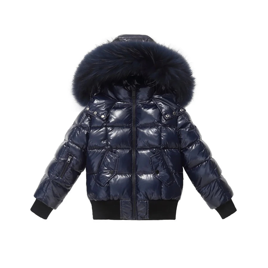 AP 2025 winter children coats waterproof shine fabric and filling  white duck down girls boys outerwear