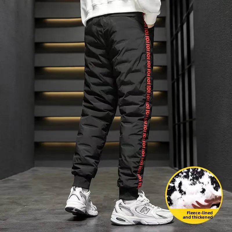 Men's down Pants Thiened Winter Outerwear Warm Long Trousers Du down Cold Resistance Cotton Pants Leisure Casual Sports