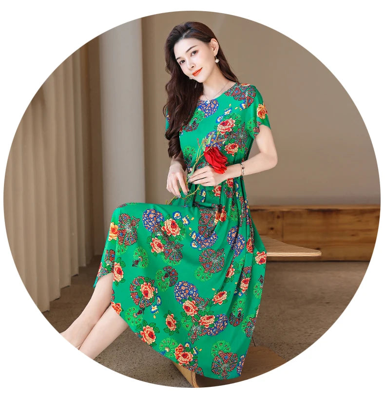New Fashion Women Summer Dresses Hot Stylish O-Neck Print Floral Bohemian style Casual Loose sleeveless print Long Dress